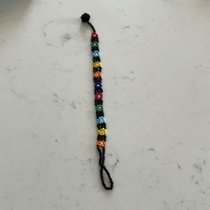 Black and multi-colour beaded bracelet